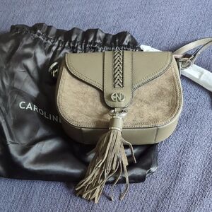 Caroline Neron Greige Leather Bag with Tassel